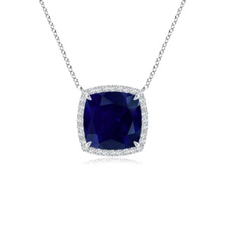 8mm AA Cushion Blue Sapphire Halo Pendant with Filigree in P950 Platinum