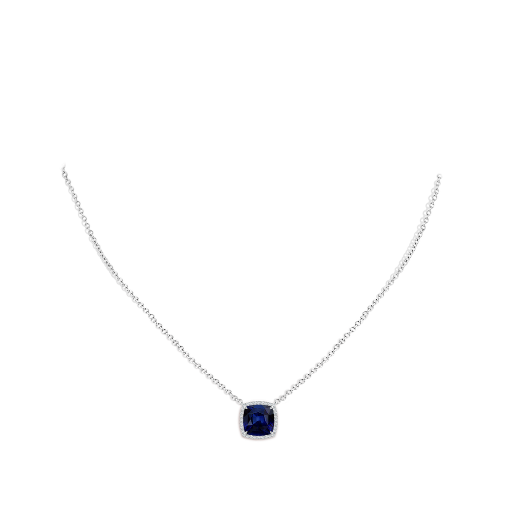 8mm AAA Cushion Blue Sapphire Halo Pendant with Filigree in P950 Platinum pen