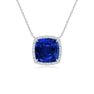 8mm AAAA Cushion Blue Sapphire Halo Pendant with Filigree in P950 Platinum