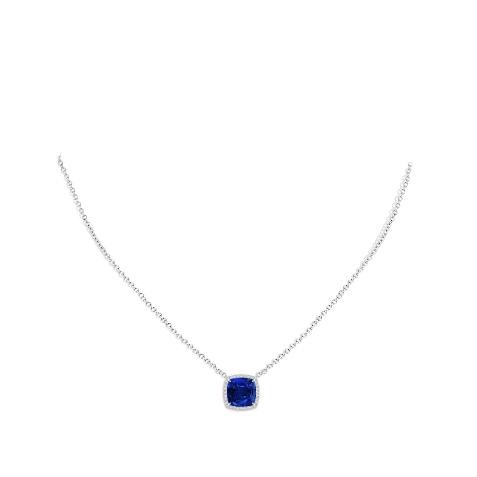 8mm AAAA Cushion Blue Sapphire Halo Pendant with Filigree in P950 Platinum pen
