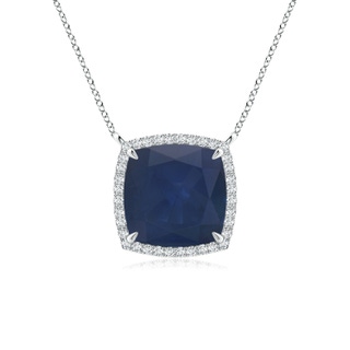 9mm A Cushion Blue Sapphire Halo Pendant with Filigree in P950 Platinum