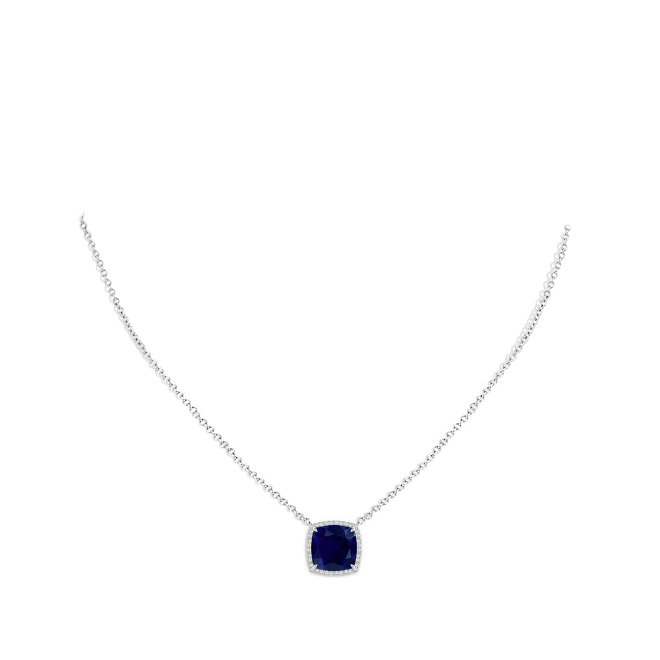 9mm AA Cushion Blue Sapphire Halo Pendant with Filigree in P950 Platinum pen