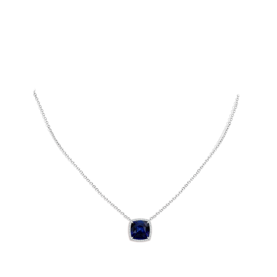 9mm AAA Cushion Blue Sapphire Halo Pendant with Filigree in P950 Platinum pen