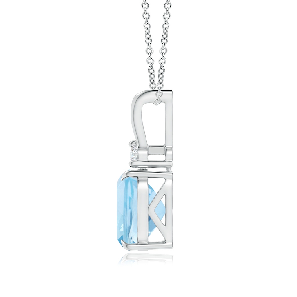 9x7mm AAA Rectangular Cushion Aquamarine V-Bale Pendant in White Gold - side 199