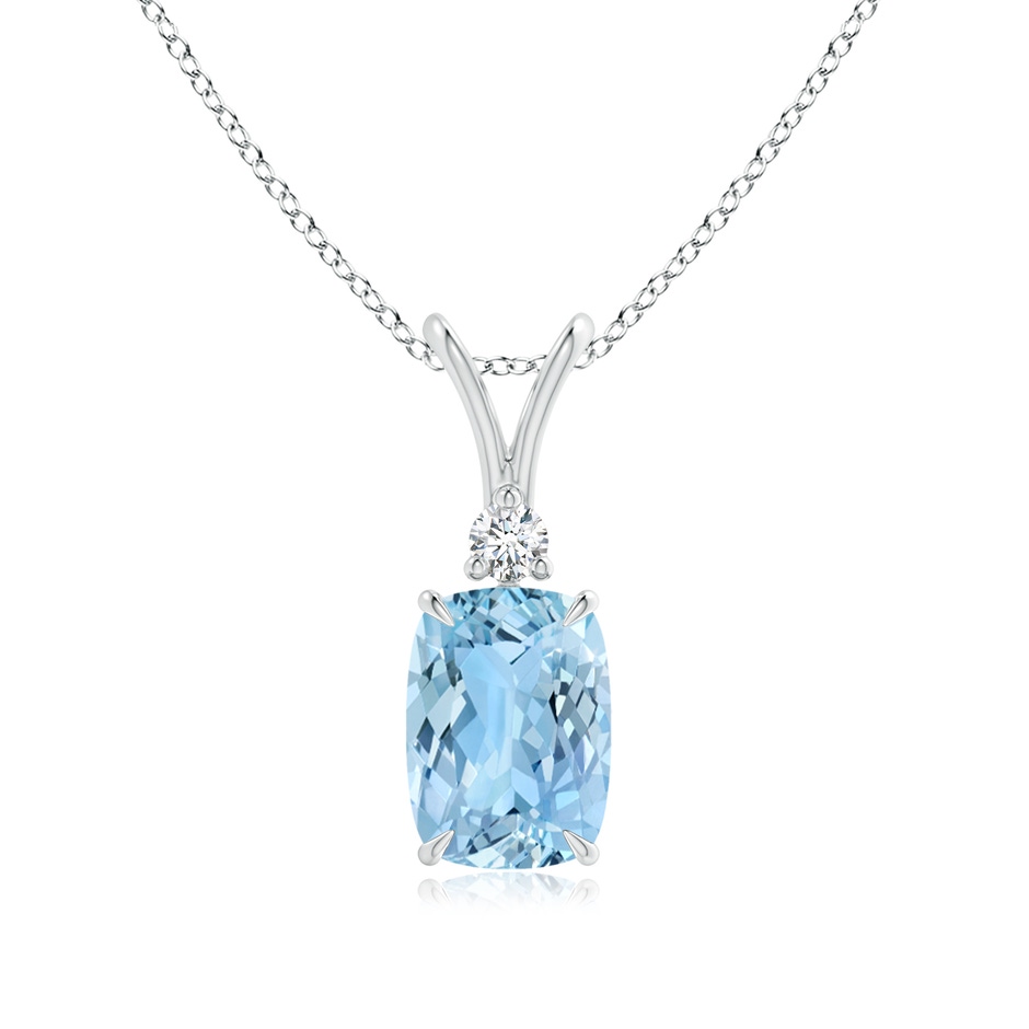9x7mm AAAA Rectangular Cushion Aquamarine V-Bale Pendant in P950 Platinum 