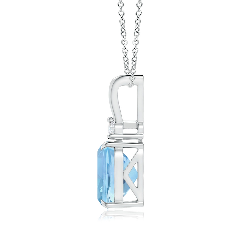9x7mm AAAA Rectangular Cushion Aquamarine V-Bale Pendant in P950 Platinum side 199