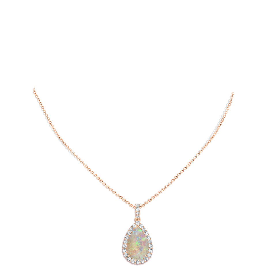 19.99x12.01x4.17mm AAAA GIA Certified Pear-Shaped Opal Halo Pendant in Rose Gold pen