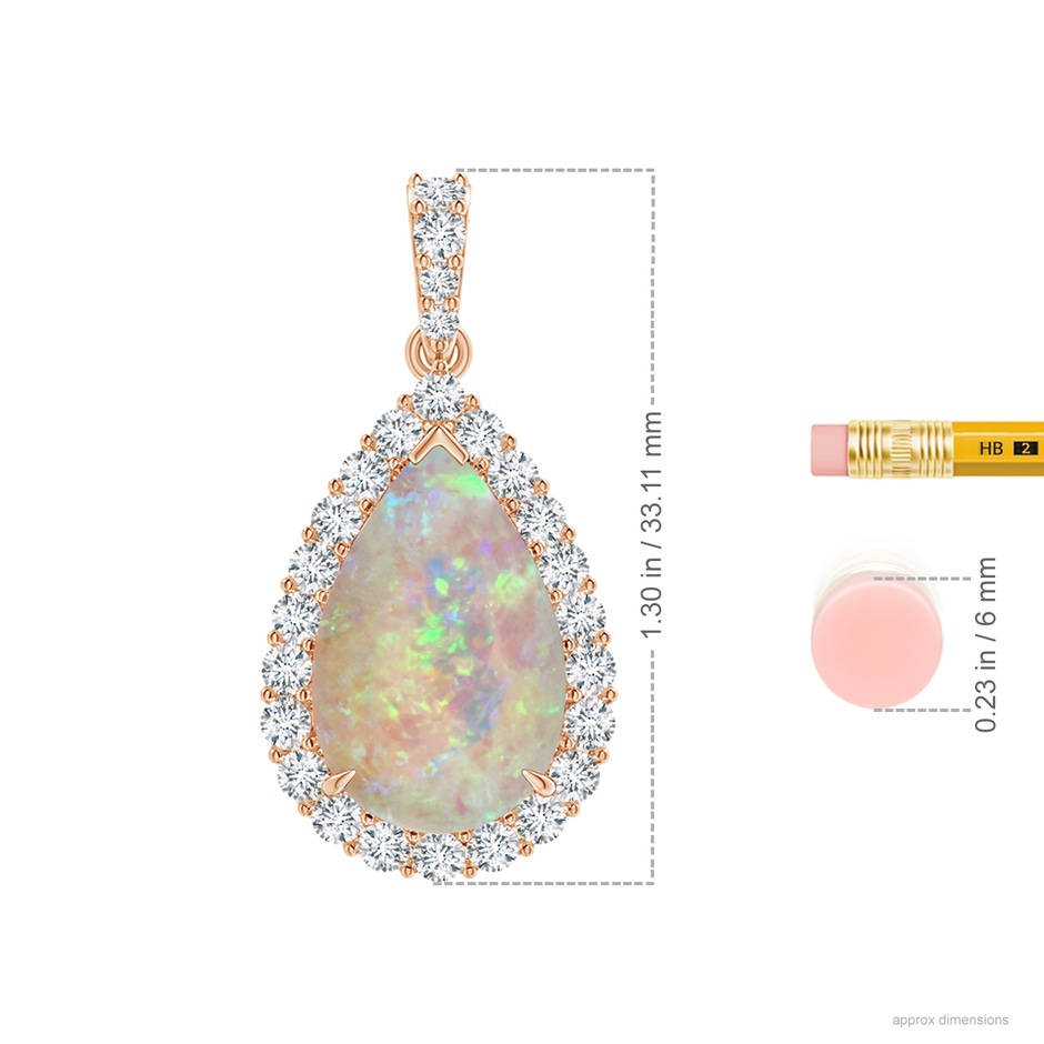 19.99x12.01x4.17mm AAAA GIA Certified Pear-Shaped Opal Halo Pendant in Rose Gold ruler