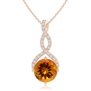 12.00x11.90x7.90mm AAAA GIA Certified Round Citrine Infinity Twist Pendant in 10K Rose Gold
