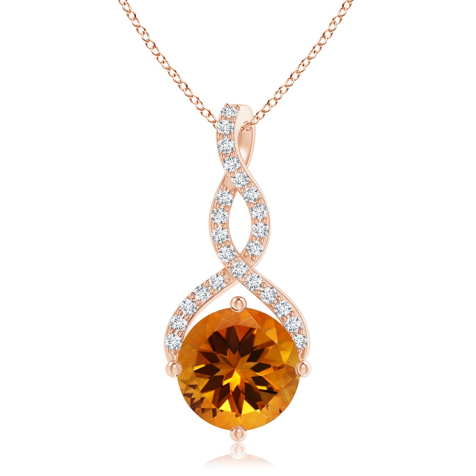 12.00x11.90x7.90mm AAAA GIA Certified Round Citrine Infinity Twist Pendant in 18K Rose Gold 