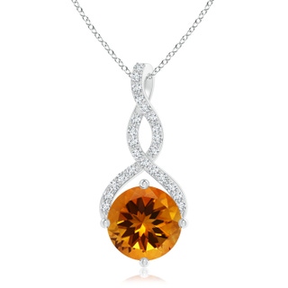 12.00x11.90x7.90mm AAAA GIA Certified Round Citrine Infinity Twist Pendant in 18K White Gold