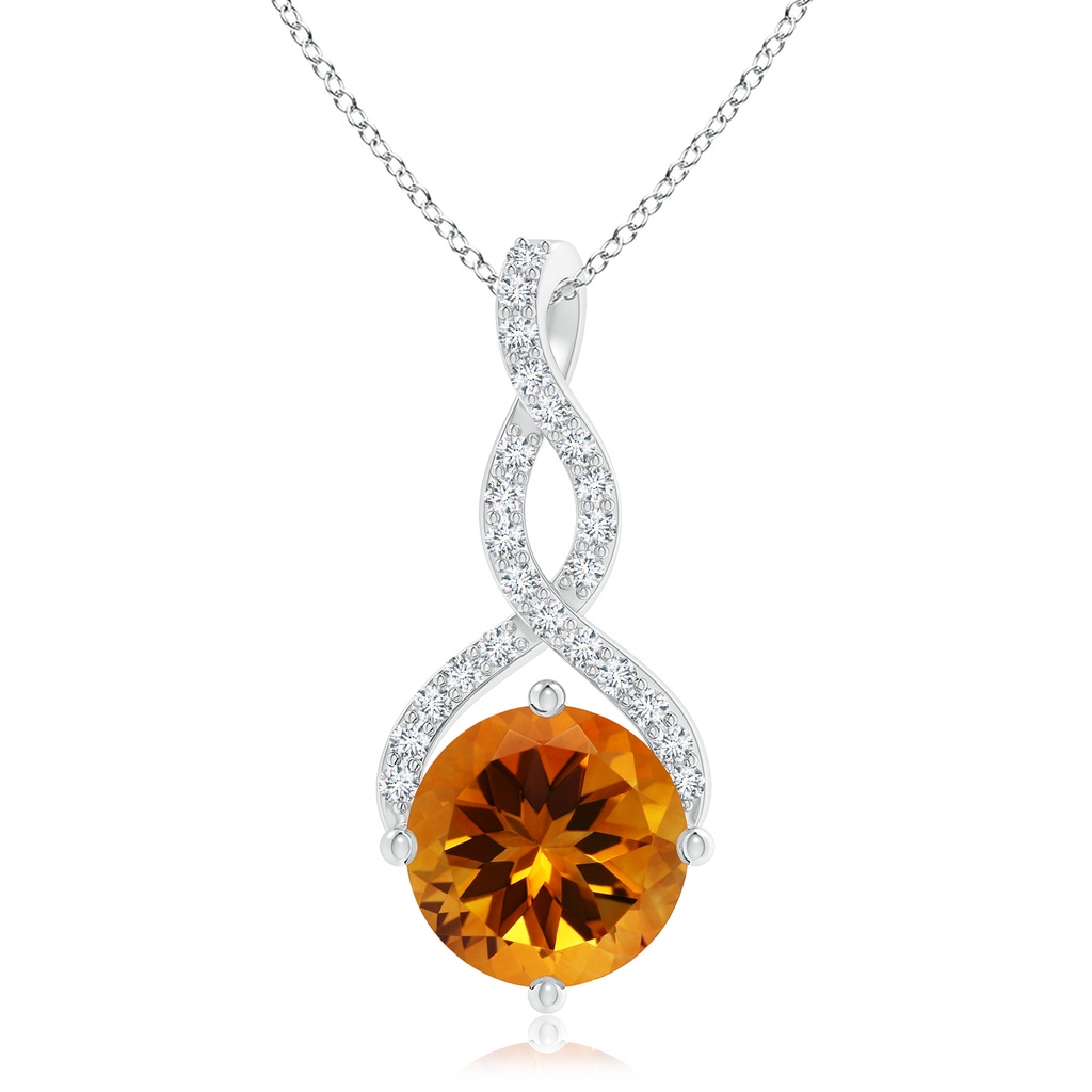 12.00x11.90x7.90mm AAAA GIA Certified Round Citrine Infinity Twist Pendant in White Gold