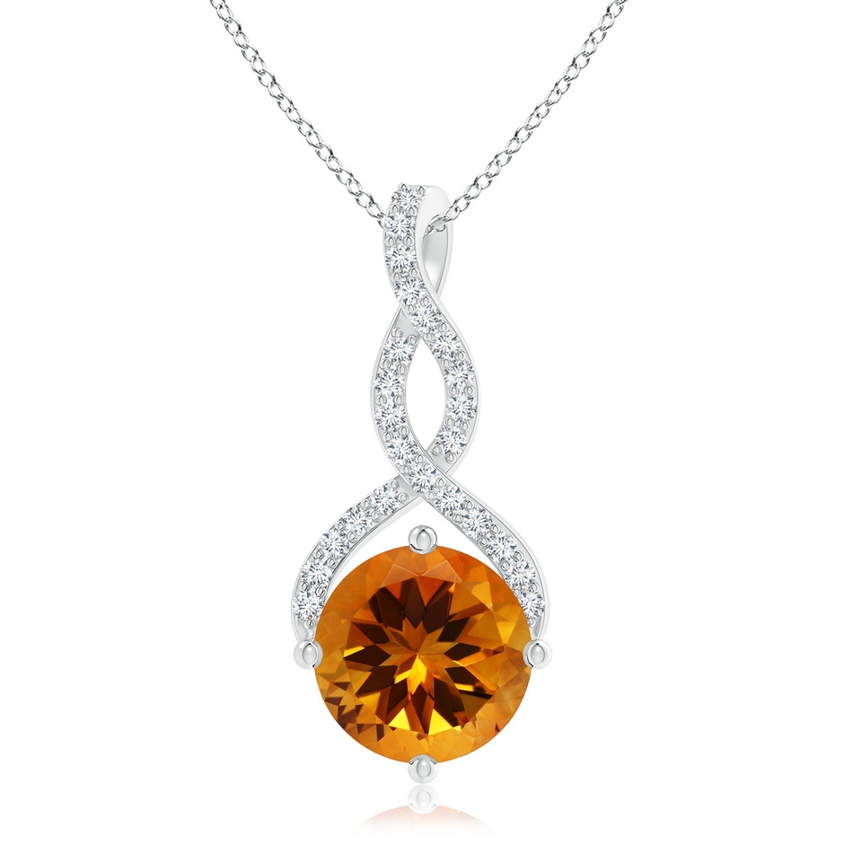 12.00x11.90x7.90mm AAAA GIA Certified Round Citrine Infinity Twist Pendant in White Gold 