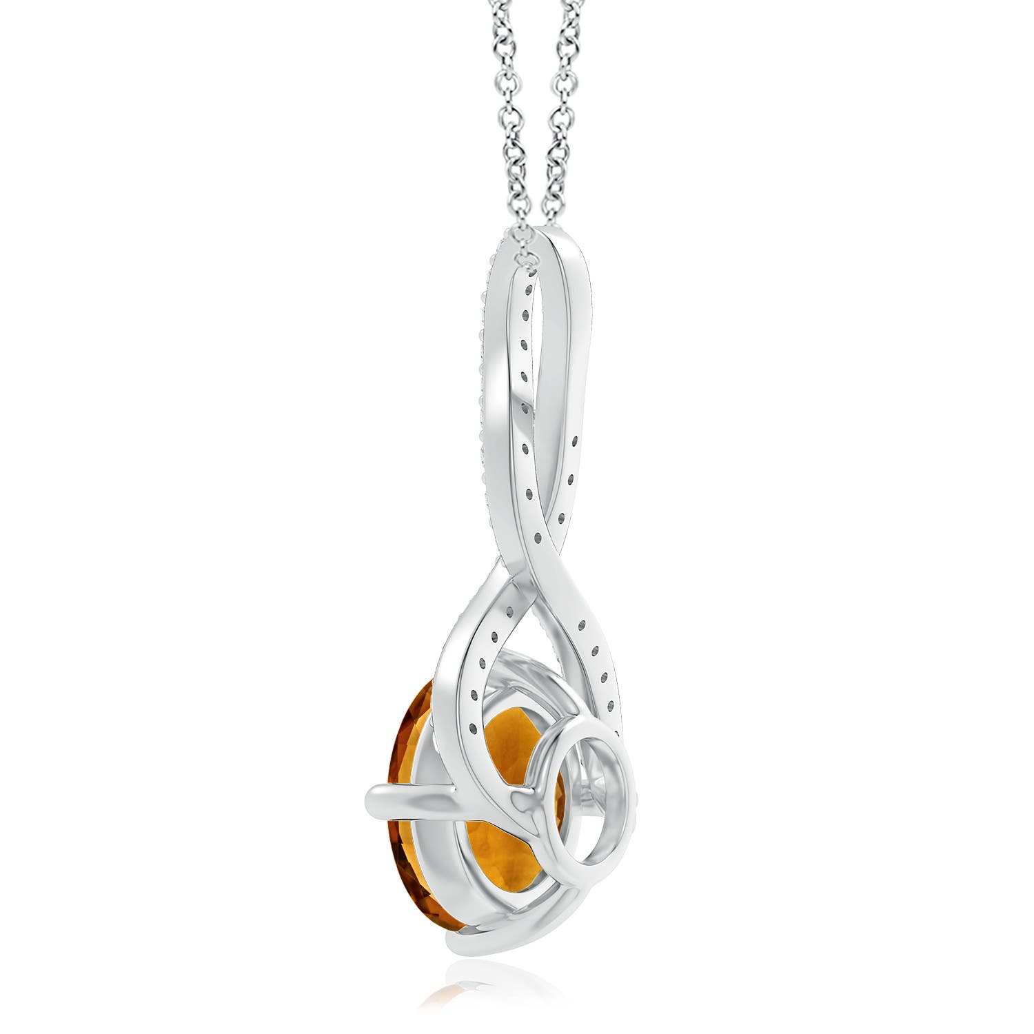 12.00x11.90x7.90mm AAAA GIA Certified Round Citrine Infinity Twist Pendant in White Gold - side 5