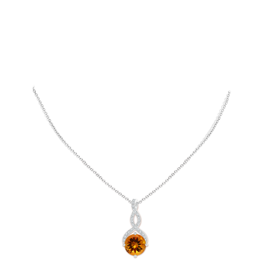 12.00x11.90x7.90mm AAAA GIA Certified Round Citrine Infinity Twist Pendant in White Gold pen