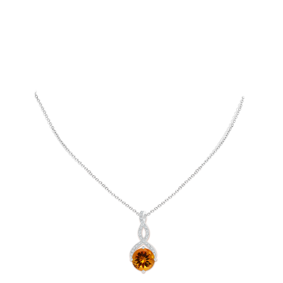 12.00x11.90x7.90mm AAAA GIA Certified Round Citrine Infinity Twist Pendant in White Gold pen