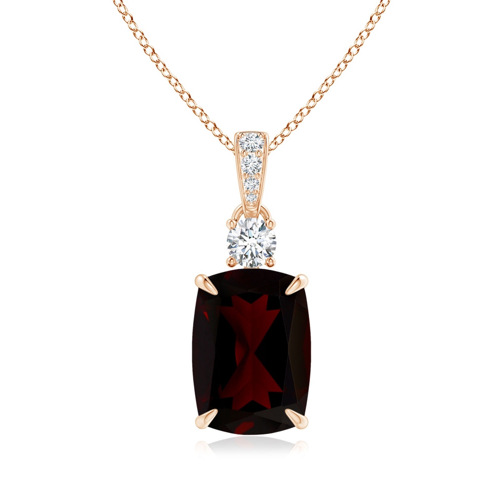 14.12x10.11x6.09mm AA GIA Certified Rectangular Cushion Garnet Pendant in 10K Rose Gold