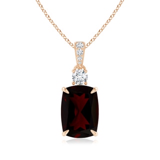 14.12x10.11x6.09mm AA GIA Certified Rectangular Cushion Garnet Pendant in 10K Rose Gold