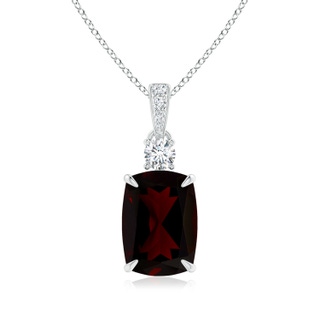 14.12x10.11x6.09mm AA GIA Certified Rectangular Cushion Garnet Pendant in 18K White Gold