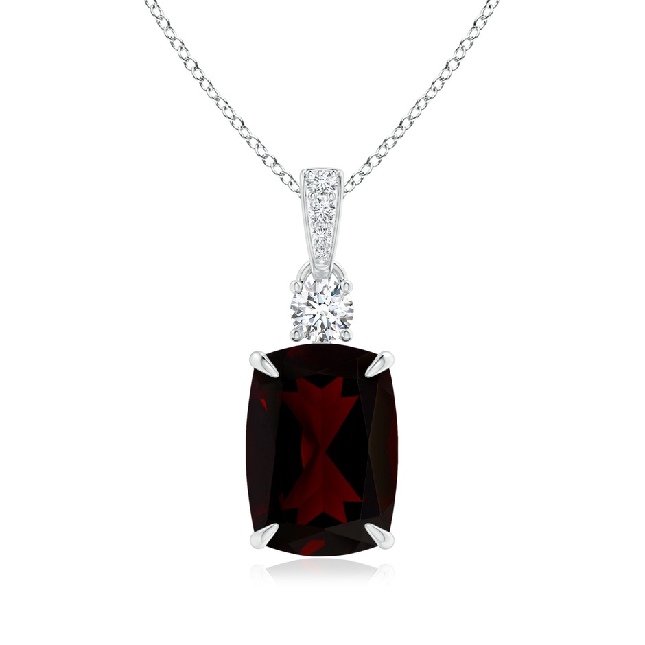 14.12x10.11x6.09mm AA GIA Certified Rectangular Cushion Garnet Pendant in 18K White Gold 