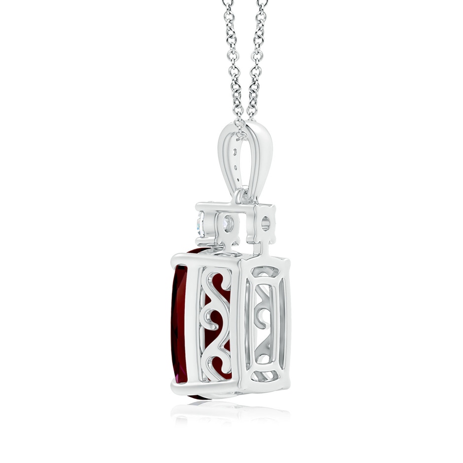 14.12x10.11x6.09mm AA GIA Certified Rectangular Cushion Garnet Pendant in 18K White Gold side 399