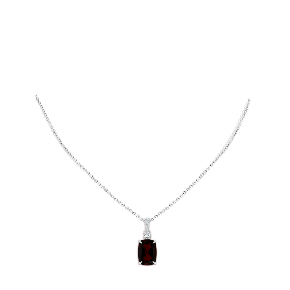 14.12x10.11x6.09mm AA GIA Certified Rectangular Cushion Garnet Pendant in 18K White Gold pen