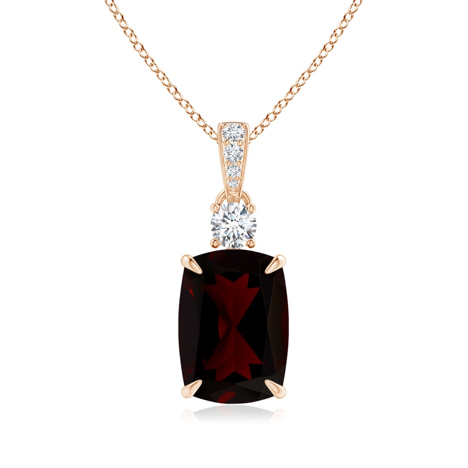 14.12x10.11x6.09mm AA GIA Certified Rectangular Cushion Garnet Pendant in Rose Gold 