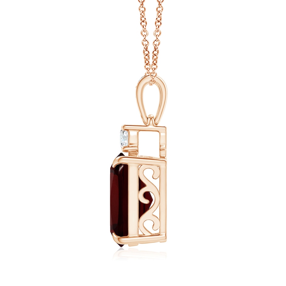 14.12x10.11x6.09mm AA GIA Certified Rectangular Cushion Garnet Pendant in Rose Gold side 199