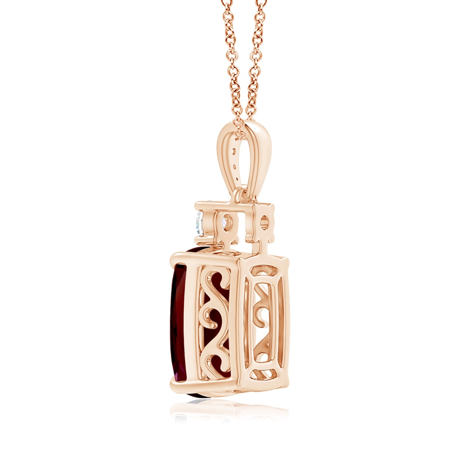 14.12x10.11x6.09mm AA GIA Certified Rectangular Cushion Garnet Pendant in Rose Gold side 399