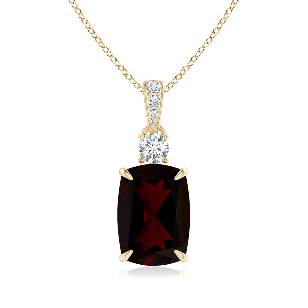 14.12x10.11x6.09mm AA GIA Certified Rectangular Cushion Garnet Pendant in Yellow Gold