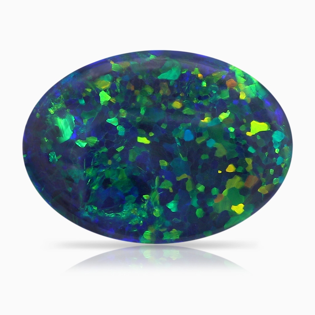 16.00x11.50x3.62mm AAAA GIA Certified Oval Black Opal Loop Pendant with Diamond Halo in 18K White Gold Side 699