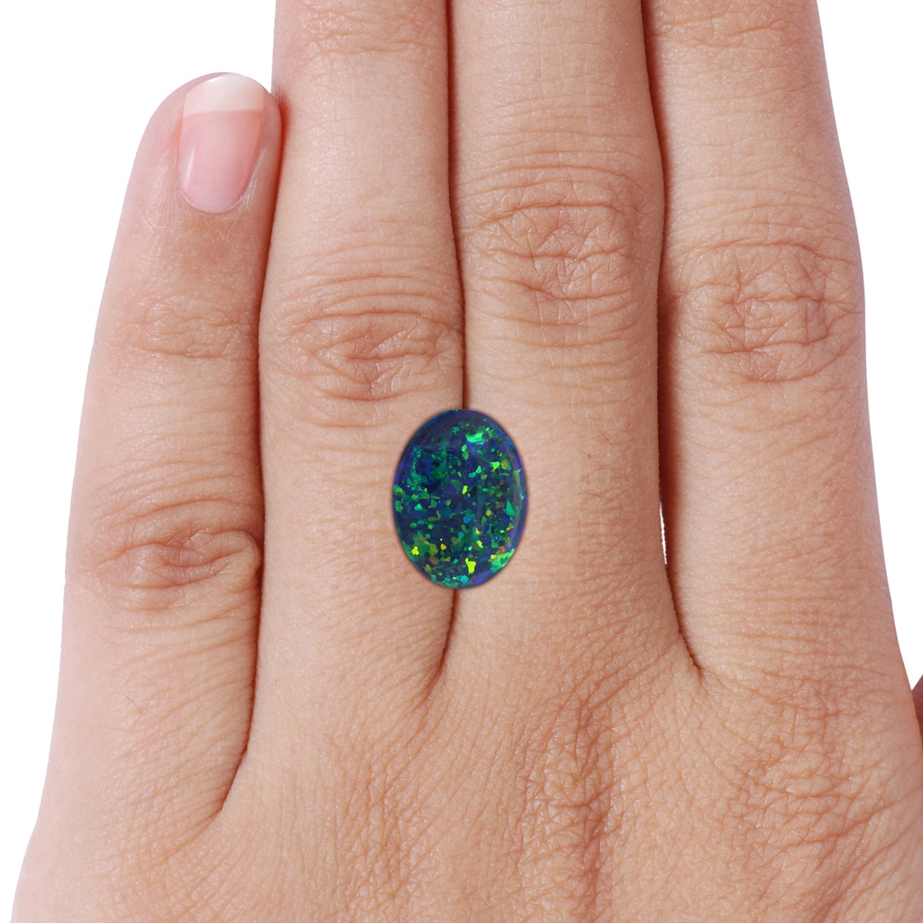 16.00x11.50x3.62mm AAAA GIA Certified Oval Black Opal Loop Pendant with Diamond Halo in 18K White Gold Side 799