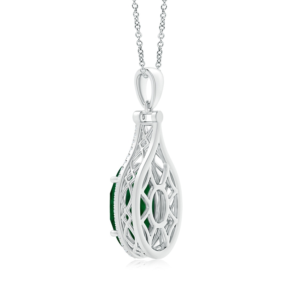 15.67x12.43x7.82mm AA GIA Certified Oval Emerald Loop Pendant with Diamond Halo in 18K White Gold side 399