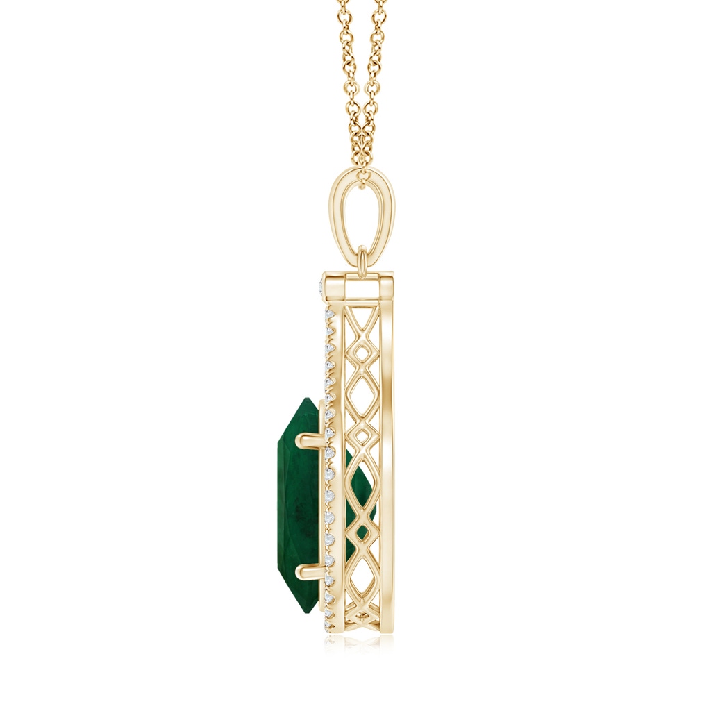 15.67x12.43x7.82mm AA GIA Certified Oval Emerald Loop Pendant with Diamond Halo in Yellow Gold - side 199