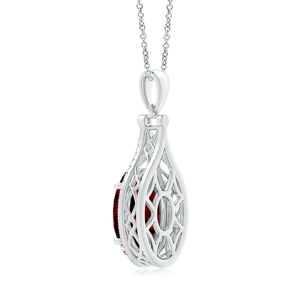 16.05x12.07x7.64mm AAAA GIA Certified Oval Garnet Loop Pendant with Diamond Halo in White Gold Side 399