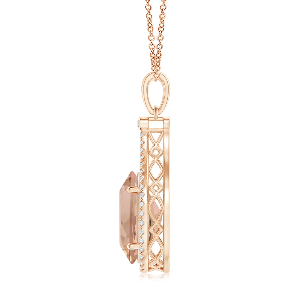13.89x9.82x6.51mm AAAA GIA Certified Oval Morganite Pendant with Diamond Halo in Rose Gold Side 199