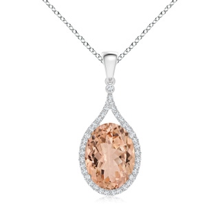 13.89x9.82x6.51mm AAAA GIA Certified Oval Morganite Pendant with Diamond Halo in White Gold