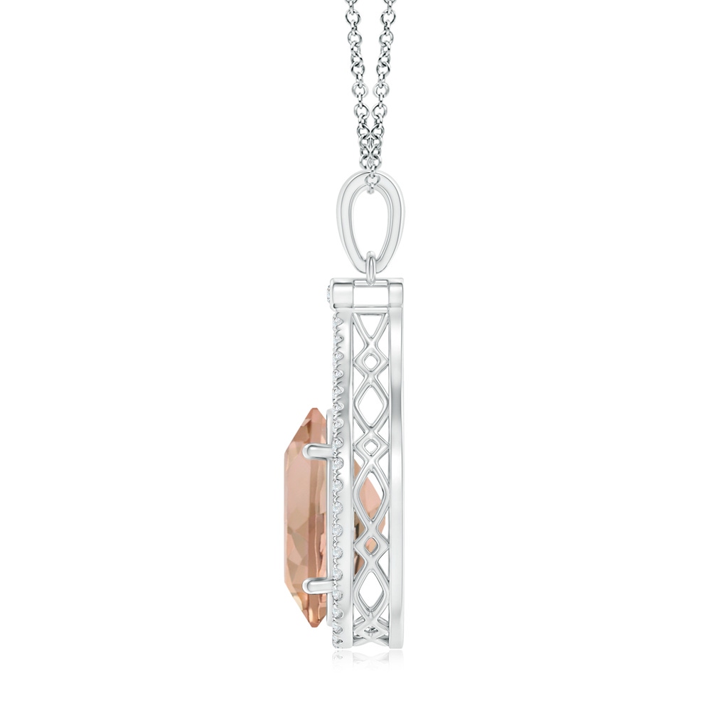 13.89x9.82x6.51mm AAAA GIA Certified Oval Morganite Pendant with Diamond Halo in White Gold Side 199