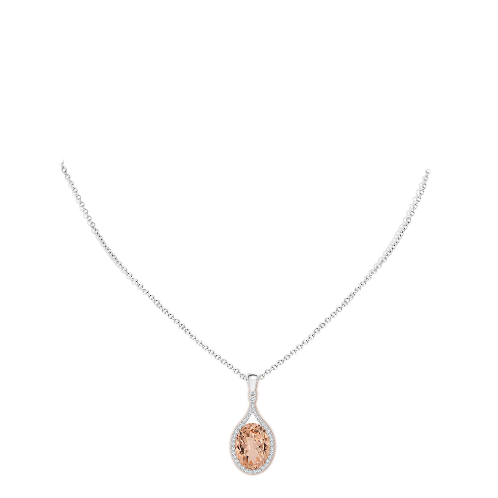13.89x9.82x6.51mm AAAA GIA Certified Oval Morganite Pendant with Diamond Halo in White Gold pen