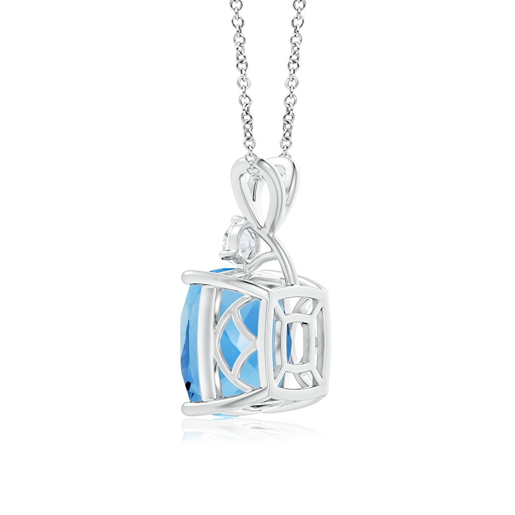 12.02x11.98x8.97mm AAAA GIA Certified Aquamarine Pendant with Diamond in 18K White Gold Side-2