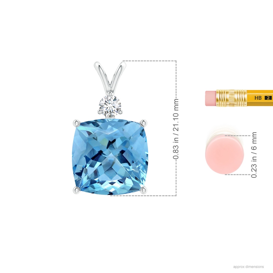 12.02x11.98x8.97mm AAAA GIA Certified Aquamarine Pendant with Diamond in 9K White Gold ruler