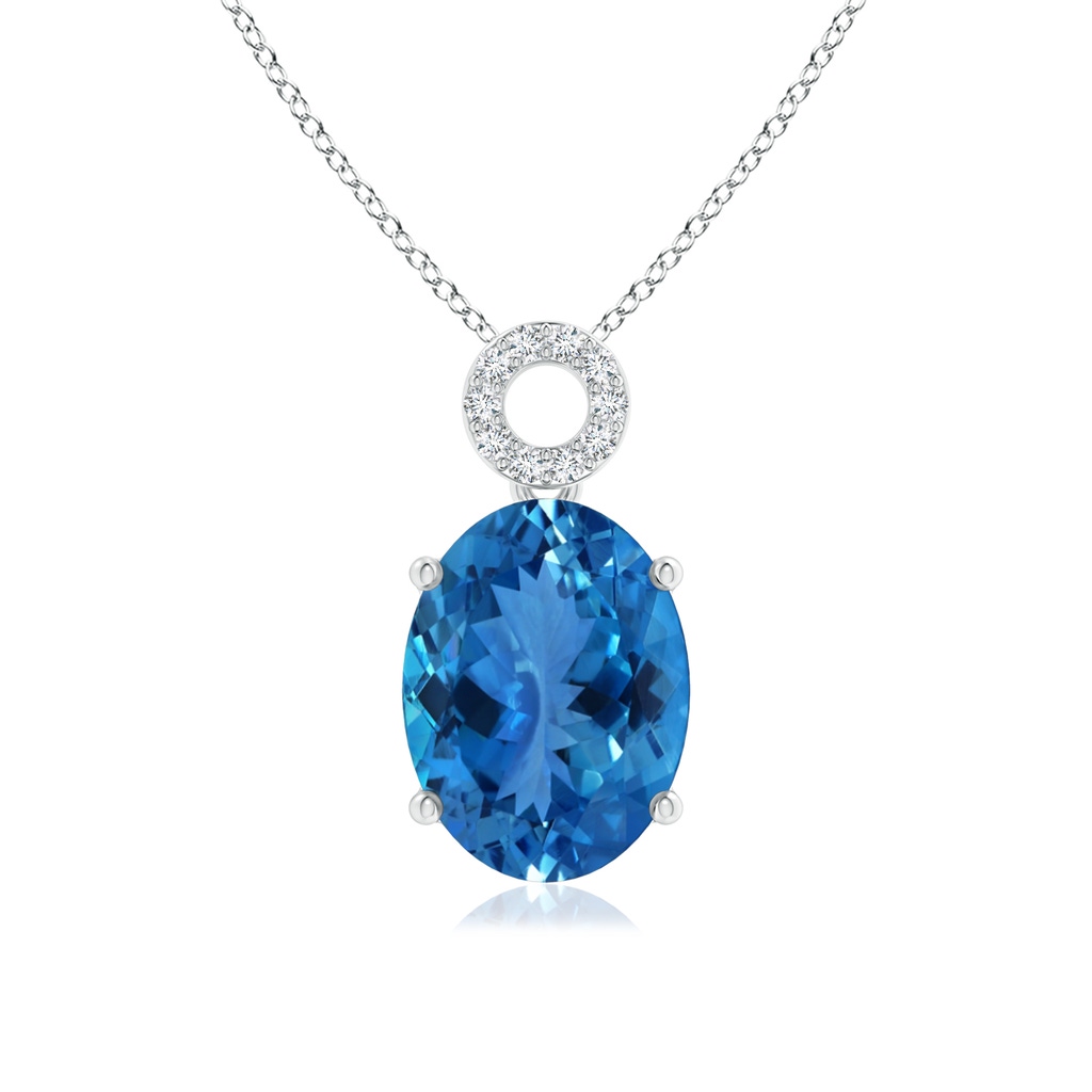 14.99x11.10x7.23mm AAAA GIA Certified Aquamarine Dangle Pendant with Circular Bale in 18K White Gold