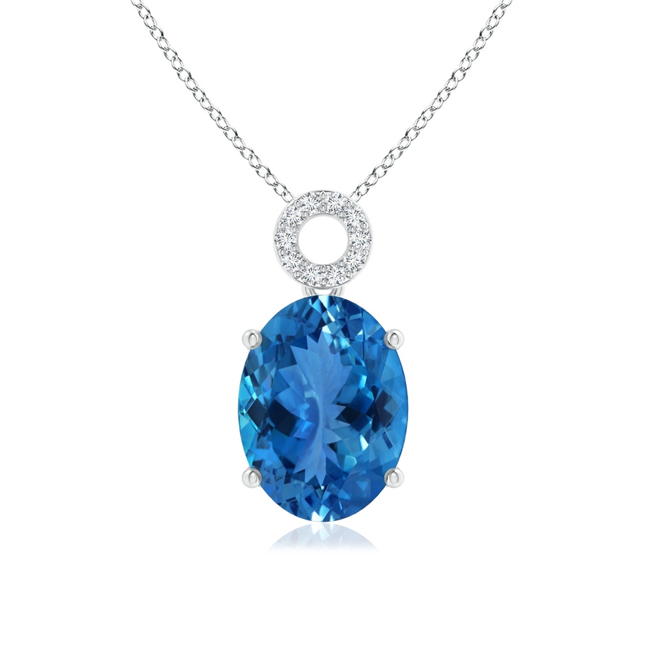 14.99x11.10x7.23mm AAAA GIA Certified Aquamarine Dangle Pendant with Circular Bale in 18K White Gold 