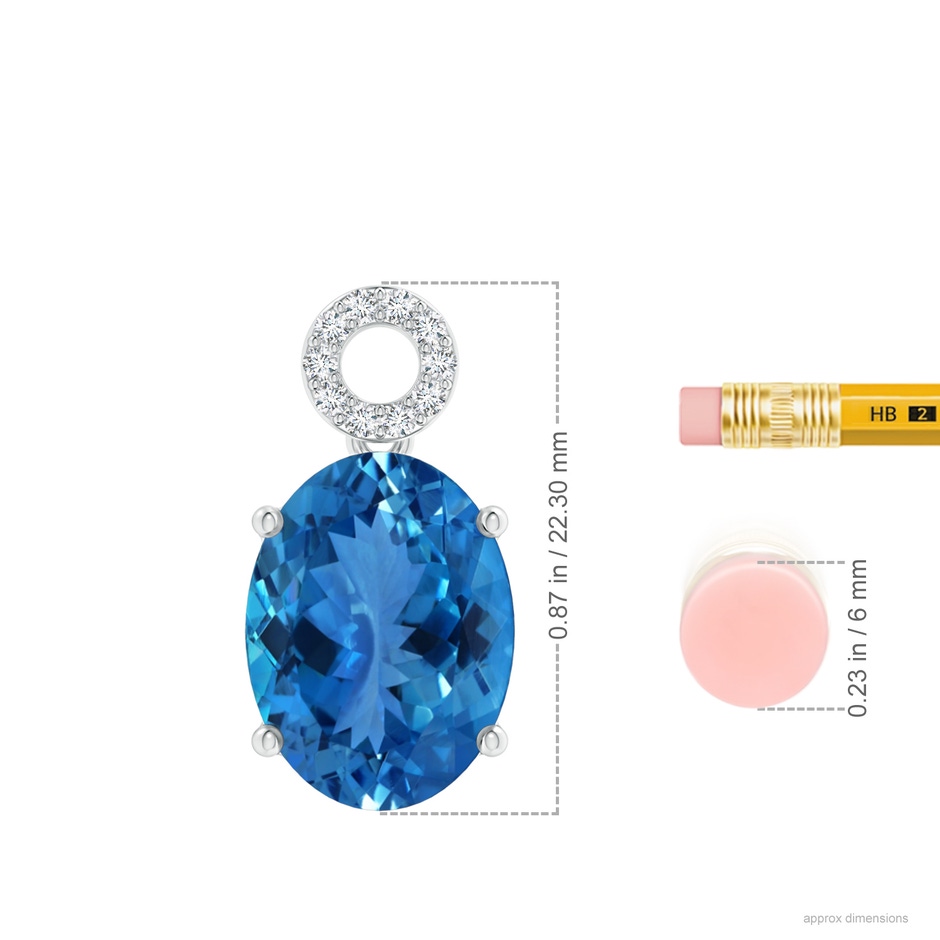 14.99x11.10x7.23mm AAAA GIA Certified Aquamarine Dangle Pendant with Circular Bale in White Gold ruler
