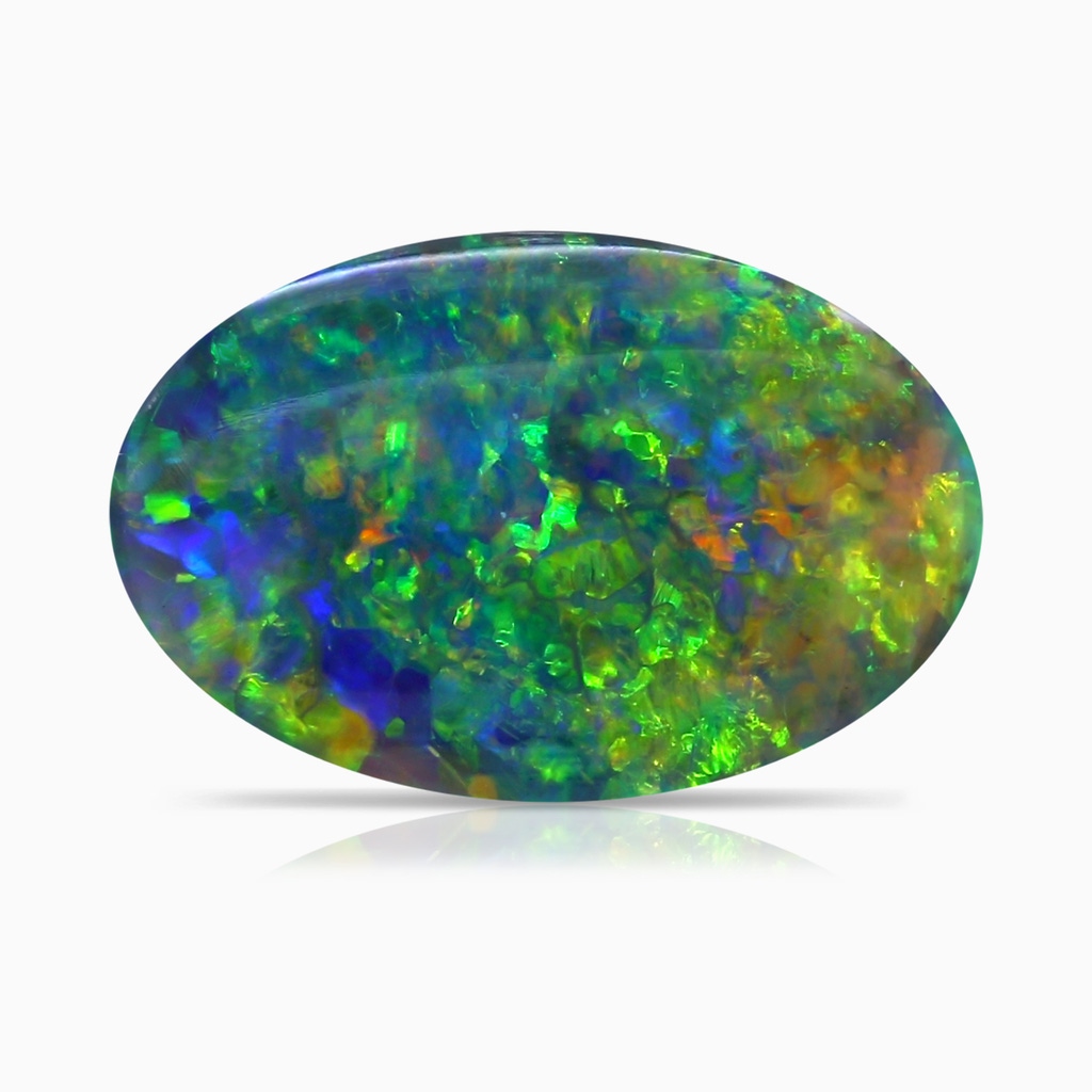 15.95x10.60x4.23mm AAAA GIA Certified Oval Black Opal Pendant with Circular Bale in 18K White Gold Side 699