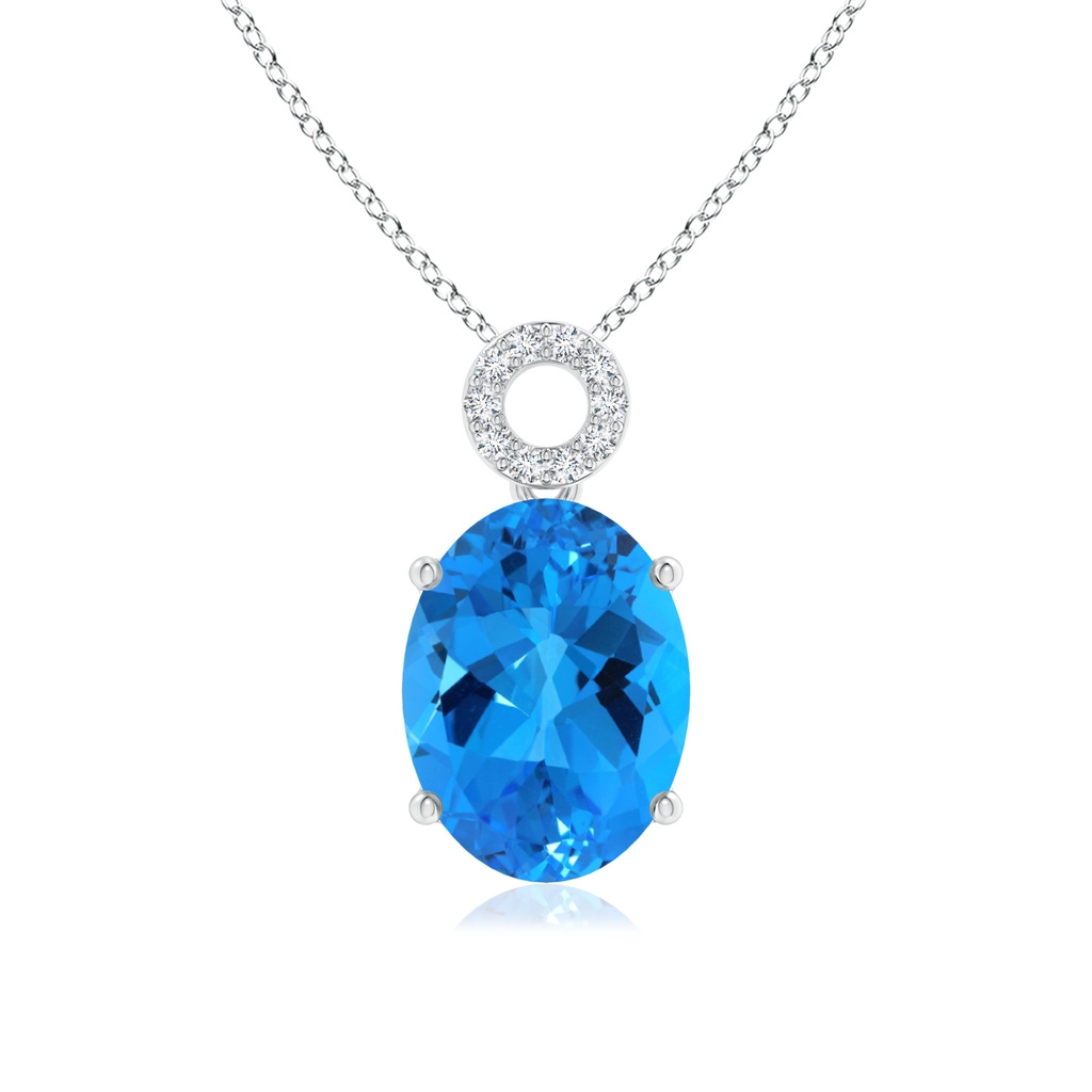 16.10x12.12x7.79mm AAAA GIA Certified Oval Sky Blue Topaz Pendant with Circular Bale in White Gold
