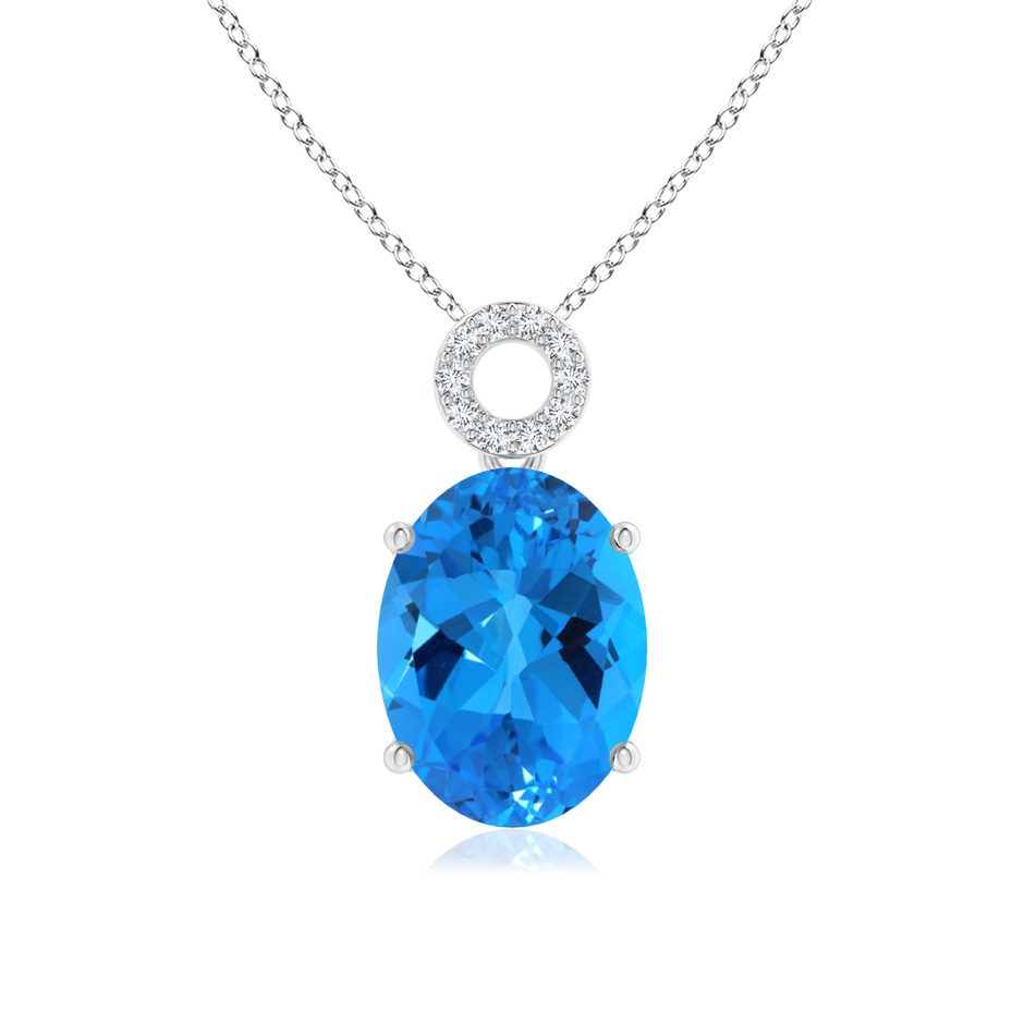 16.10x12.12x7.79mm AAAA GIA Certified Oval Sky Blue Topaz Pendant with Circular Bale in White Gold 