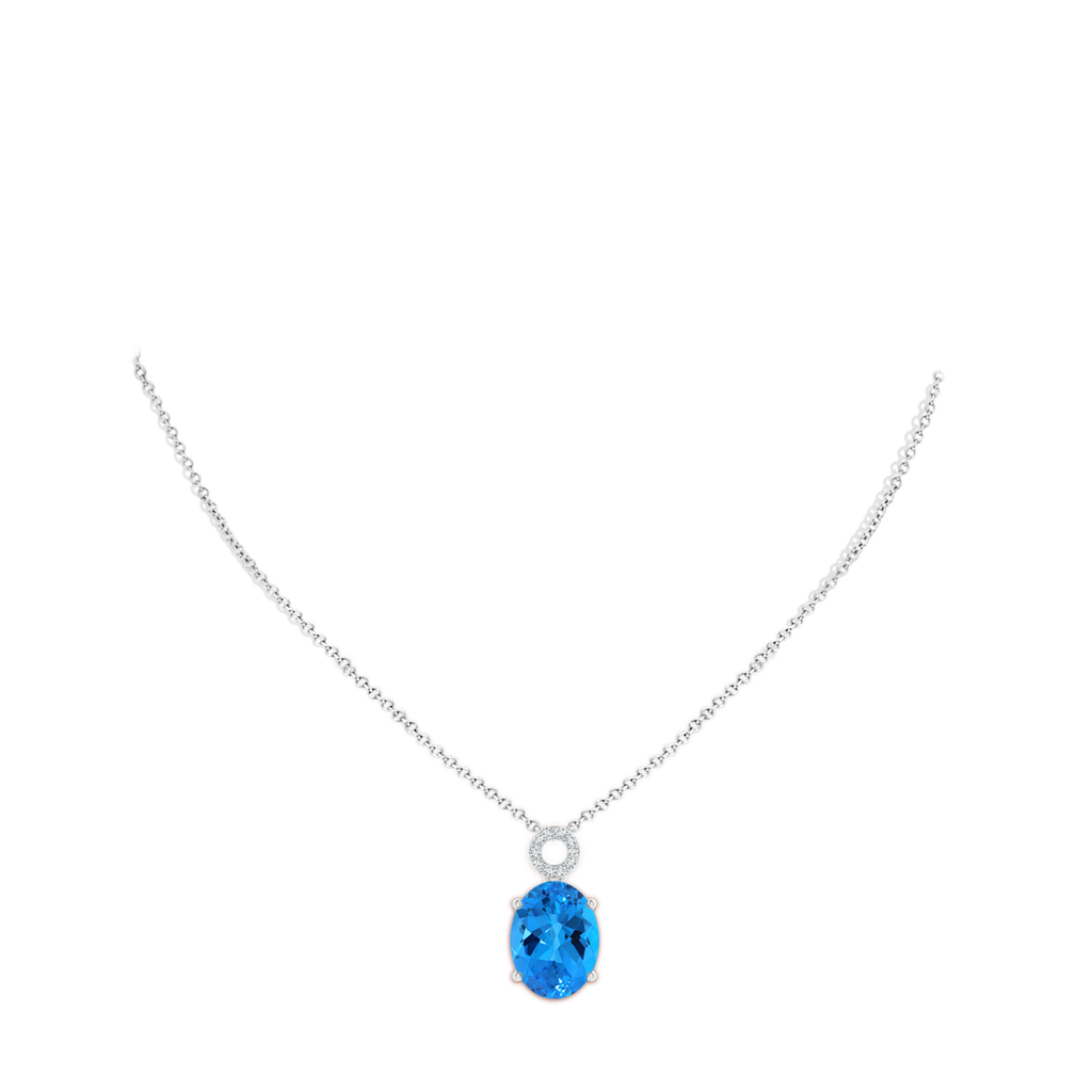 16.10x12.12x7.79mm AAAA GIA Certified Oval Sky Blue Topaz Pendant with Circular Bale in White Gold pen