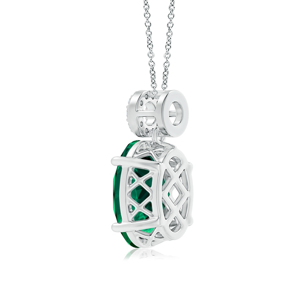 14.88x11.00x8.02mm AAA Oval Emerald Pendant with Circular Bale in White Gold Side 399