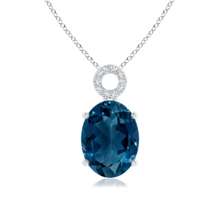 16x12mm AAAA Oval London Blue Topaz Solitaire Pendant with Circular Bale in White Gold